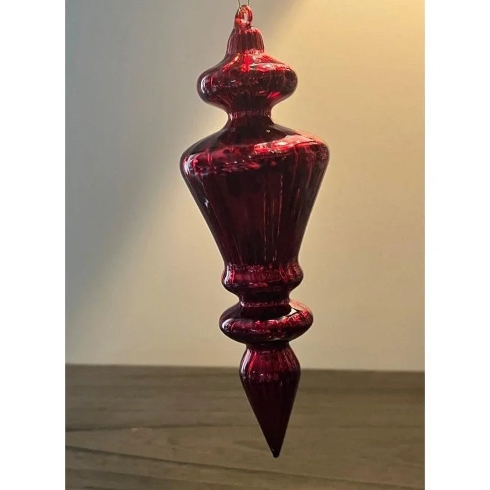 Vintage Hand Blown Mercury Glass Finial Christmas Ornament 7.5